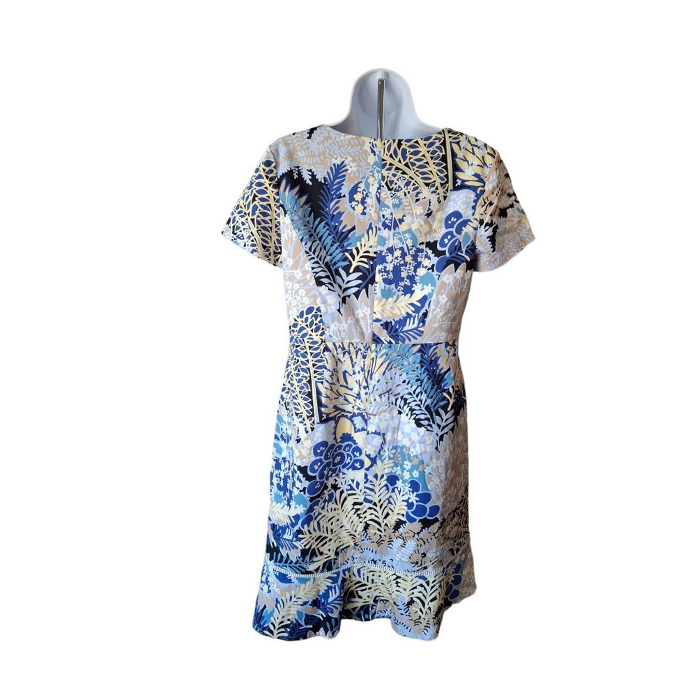 Talbots Floral Fit and  Flare Dress Womens Size 4 Blue Yellow - Picture 2 of 8